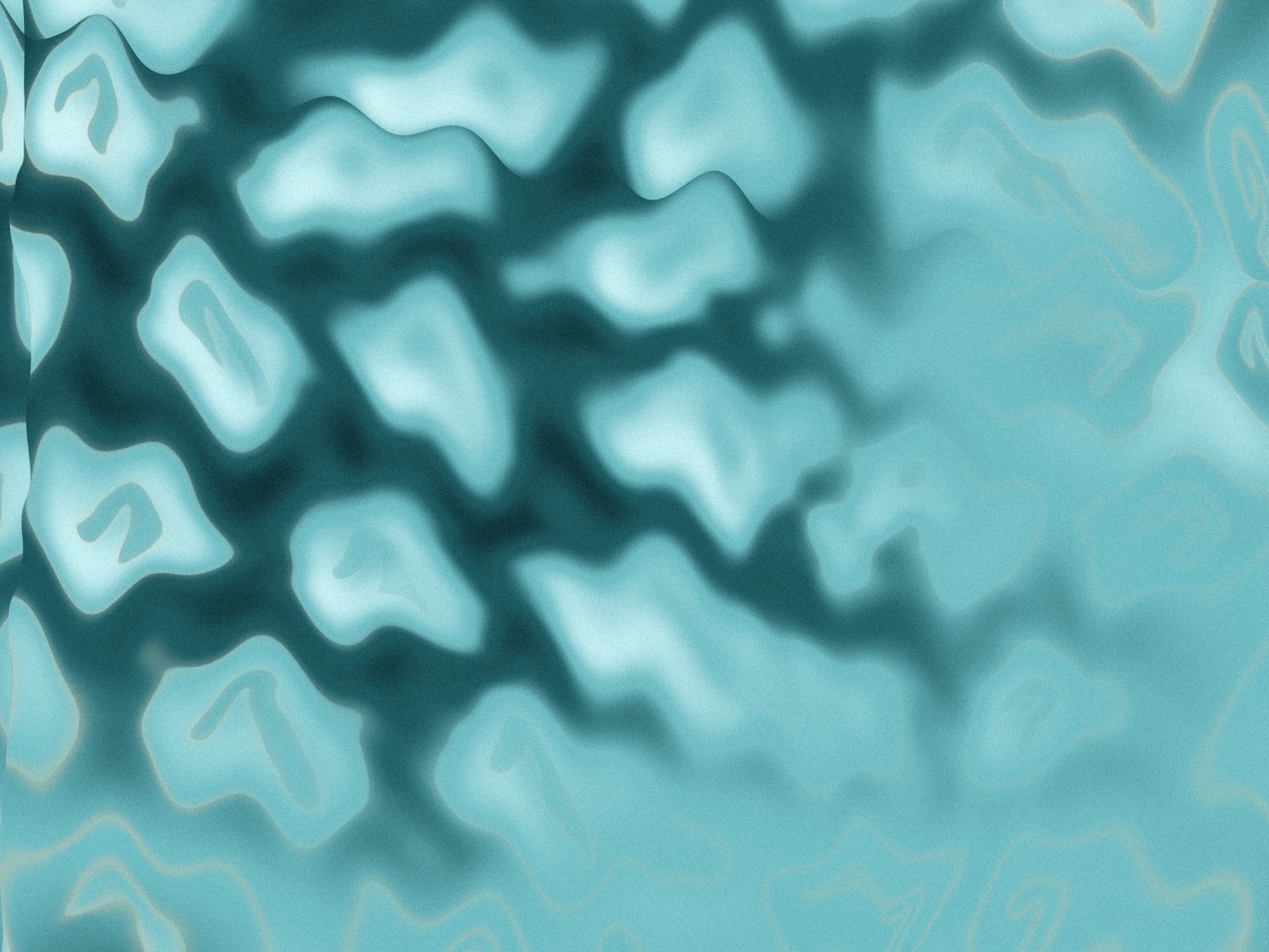 Pale aqua OneCV logo marks on a deep teal field, warped like fluted glass