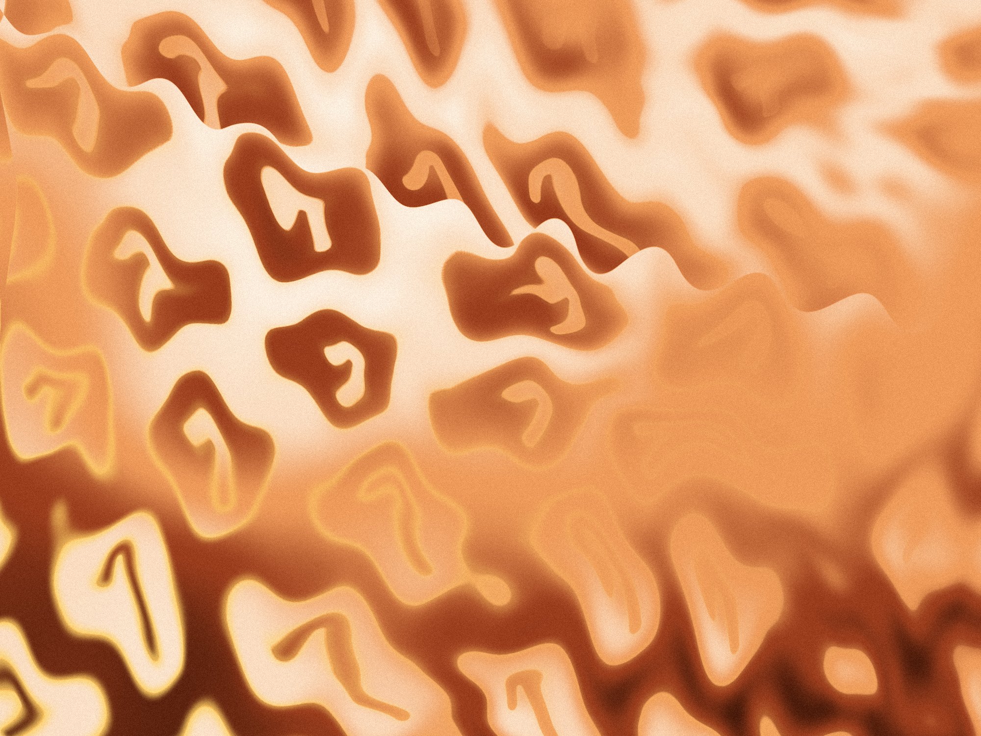 Rows of the OneCV logo warped as if seen through rippled glass, in burnt orange