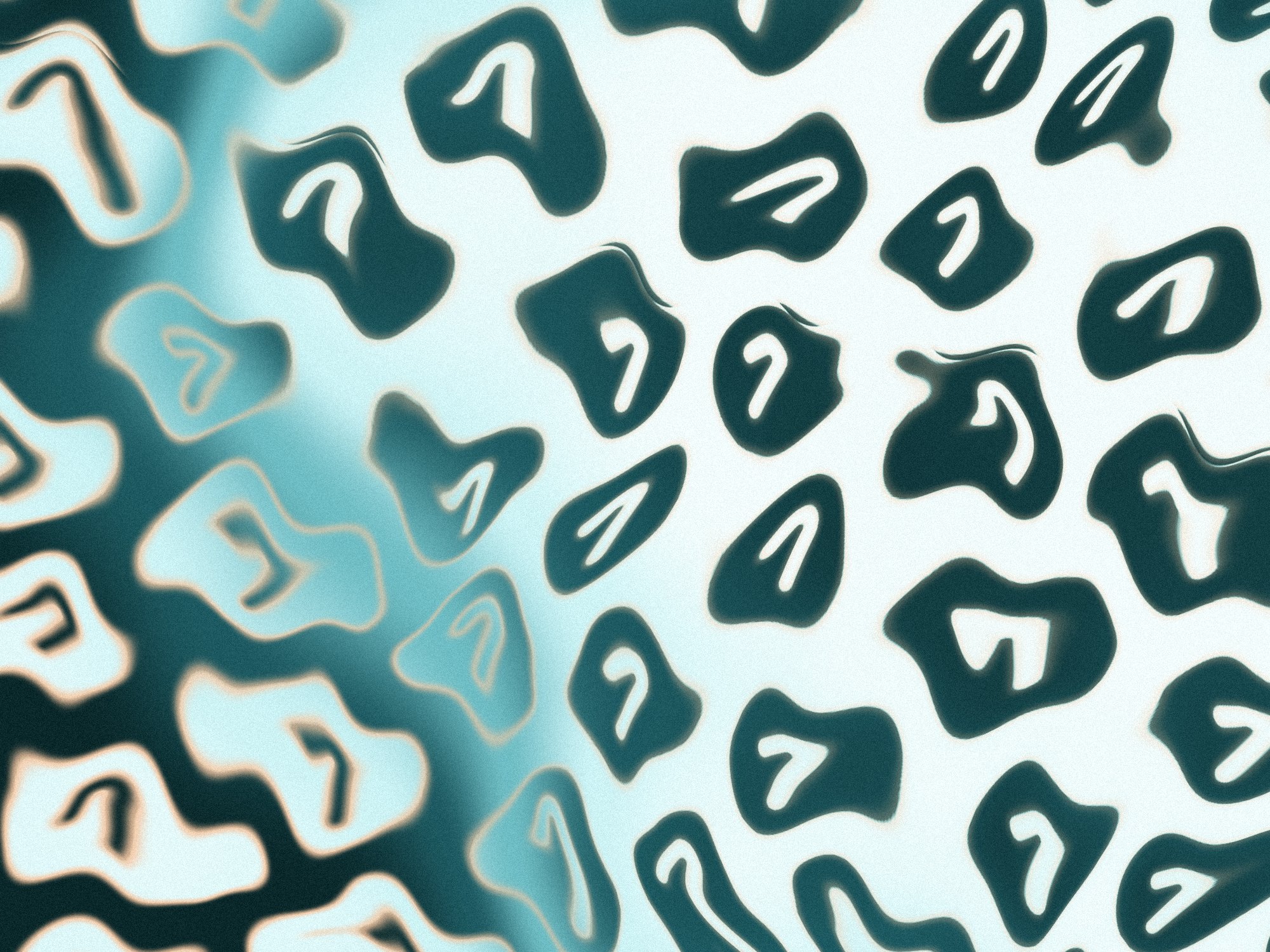 Deep teal OneCV logo marks on a pale aqua field, warped like fluted glass