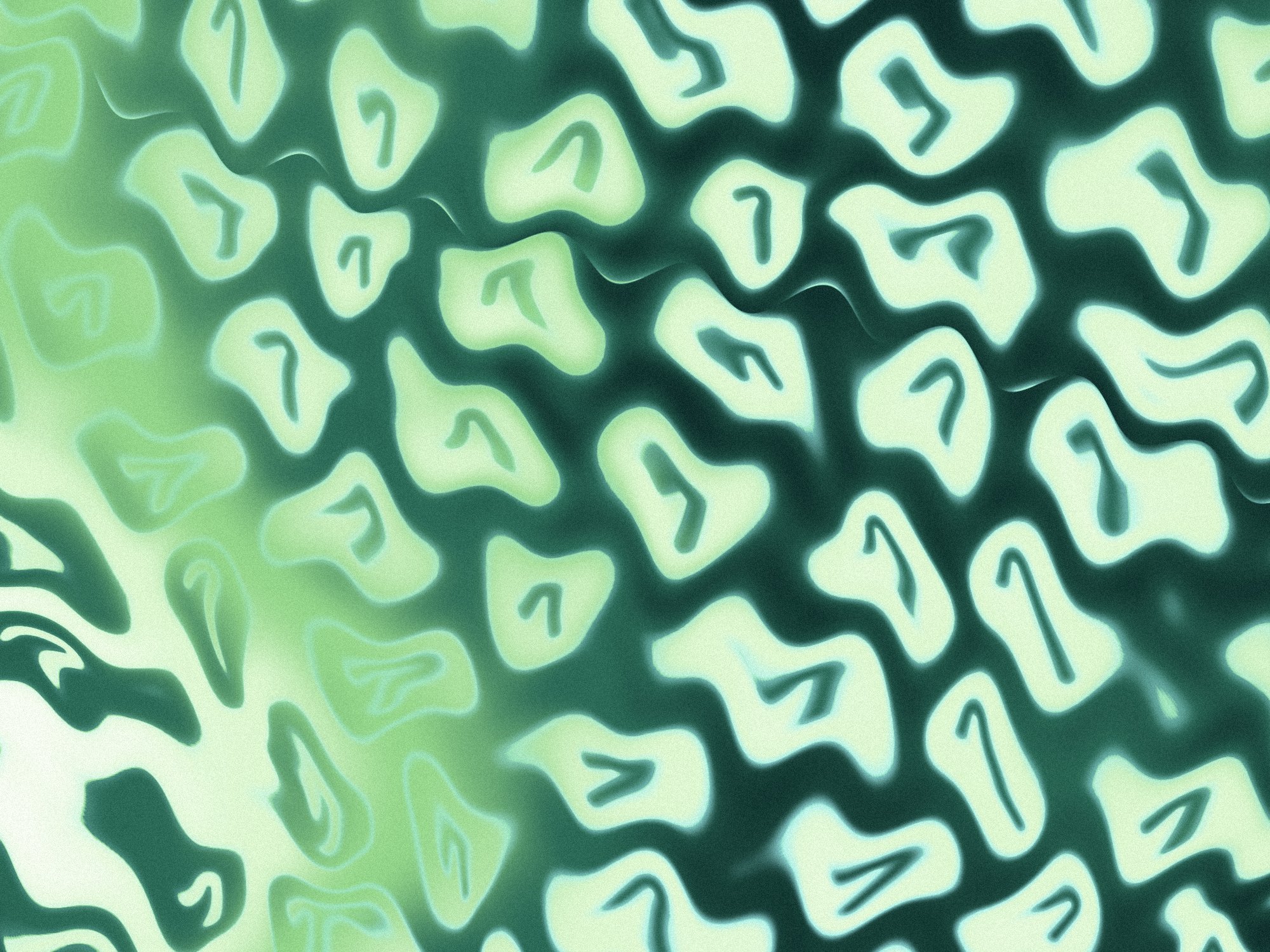 Pale green OneCV logo marks on a dark green field, warped like fluted glass