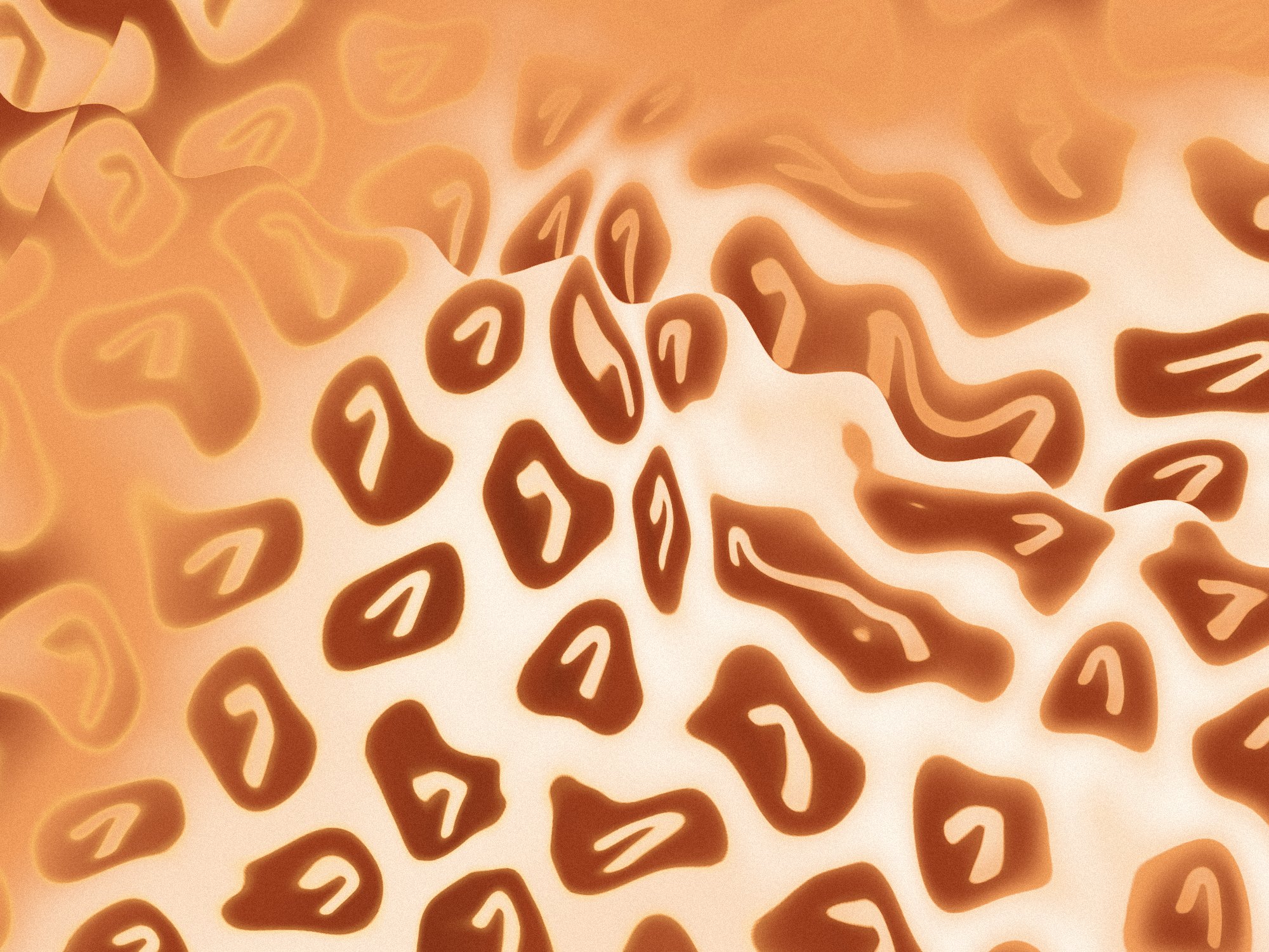 Rust-brown OneCV logo marks on a pale orange field, warped like fluted glass